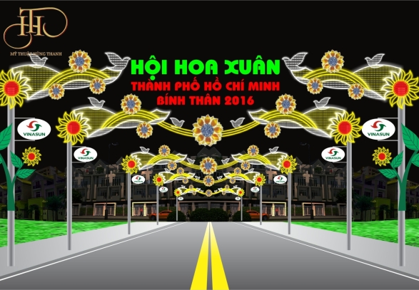 CỔNG CHÀO ĐÈN LED HỘI HOA XUÂN TPHCM BÍNH THÂN 2016